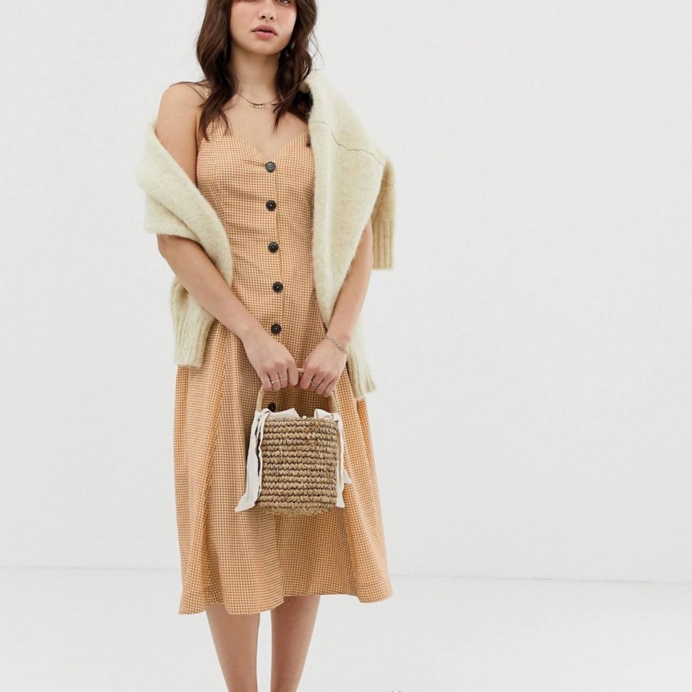 Anthropologie Moon River Gingham Midi Dress, Med